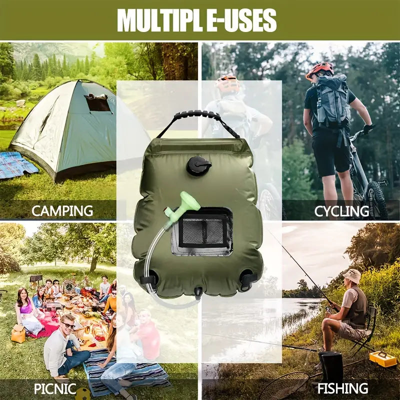 20L Solar Heated Camping Shower Bag - Portable Outdoor Bathing Solution-1
