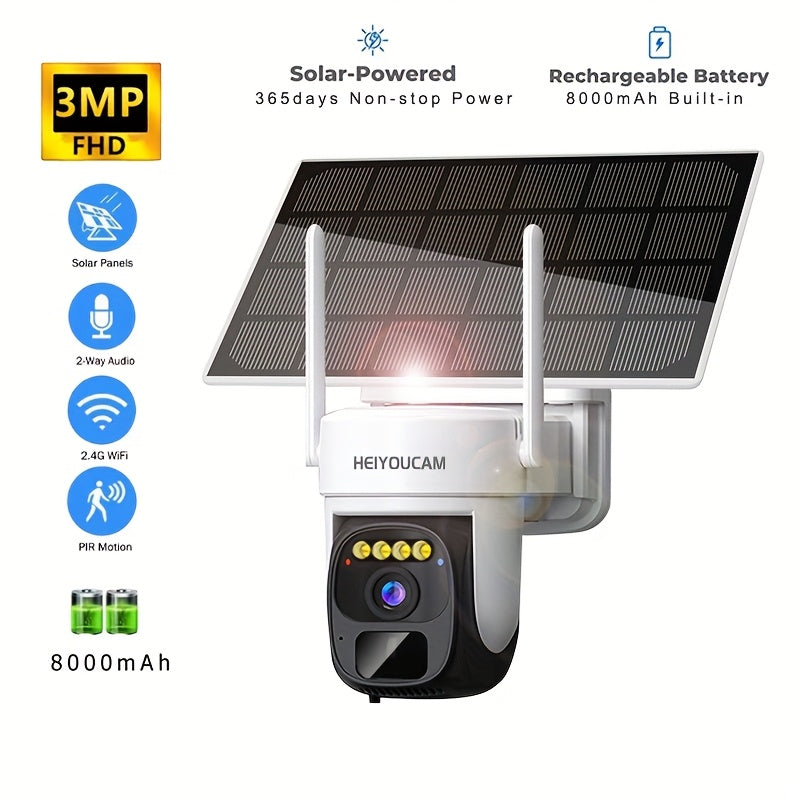 Wireless Outdoor PTZ Solar Security Camera 360°-2