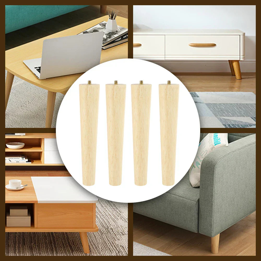 Versatile 4-Piece Wood Legs Set - 20cm Straight-1