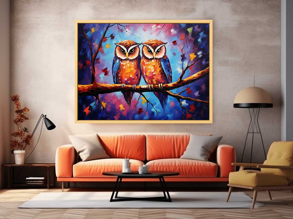 Two Owls Canvas Painting