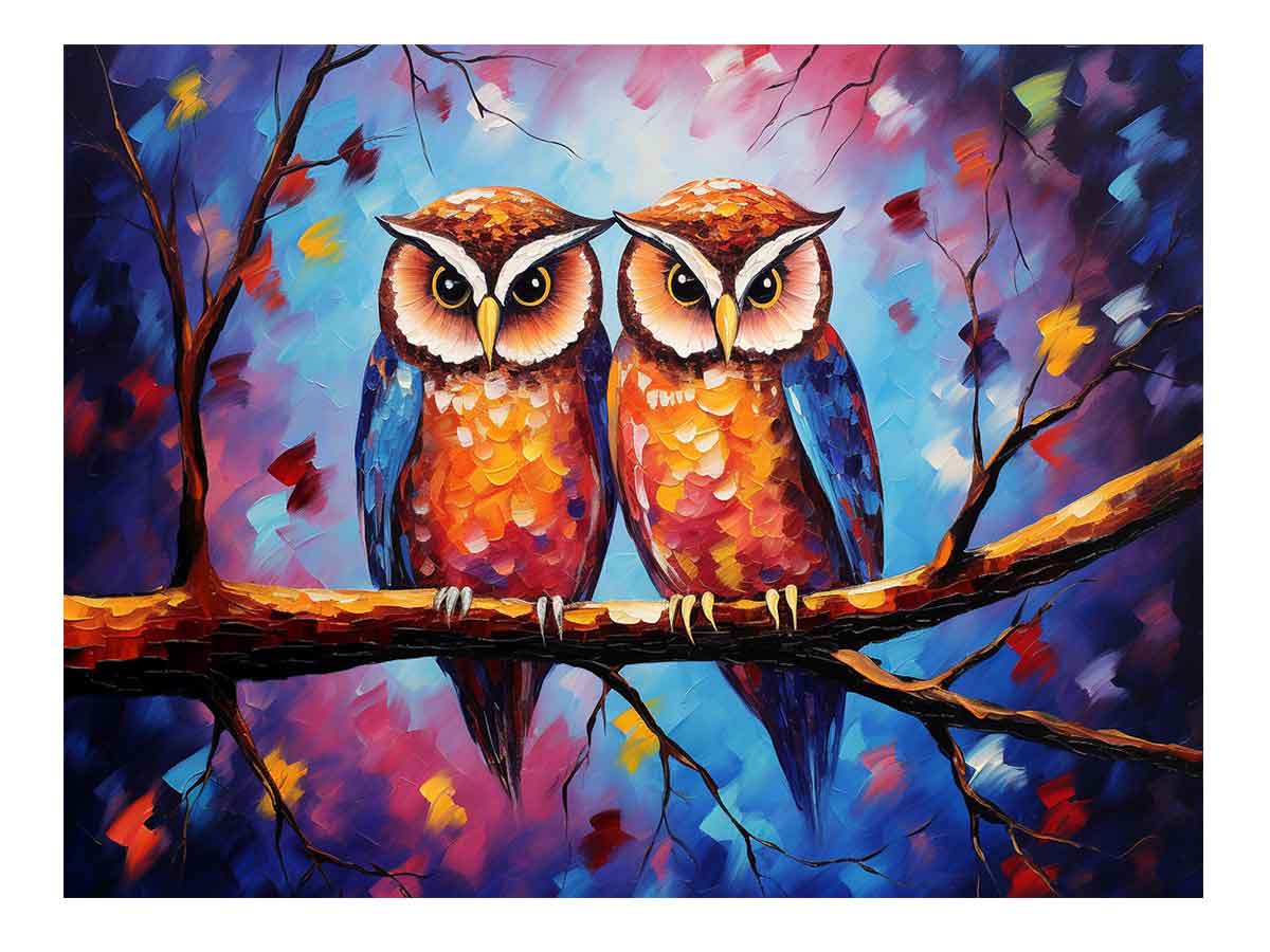 Two Owls Canvas Painting