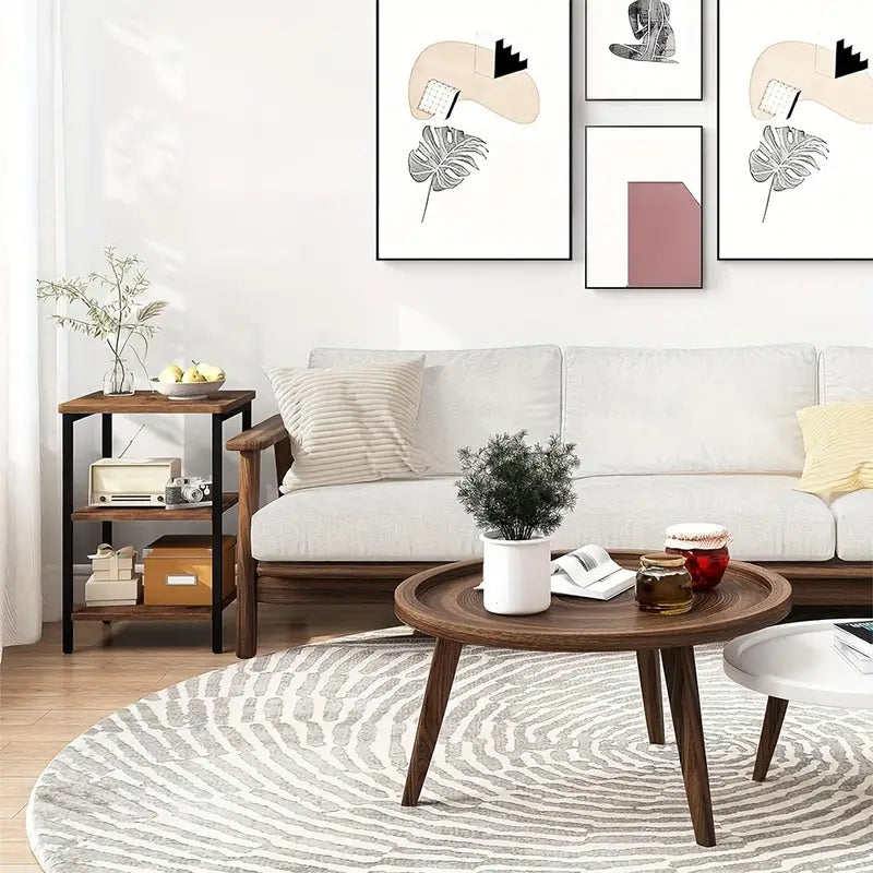 3-tiers Bedside Table - Wood Storage Rack-4