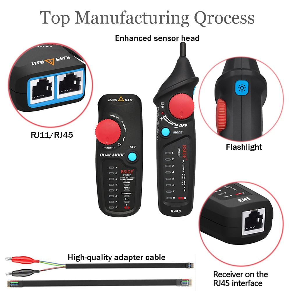 Network Cable Tracker Wire Tester FWT82 Professional RJ45 RJ11 Telephone Toner Ethernet LAN Tracer Detector Line Finder