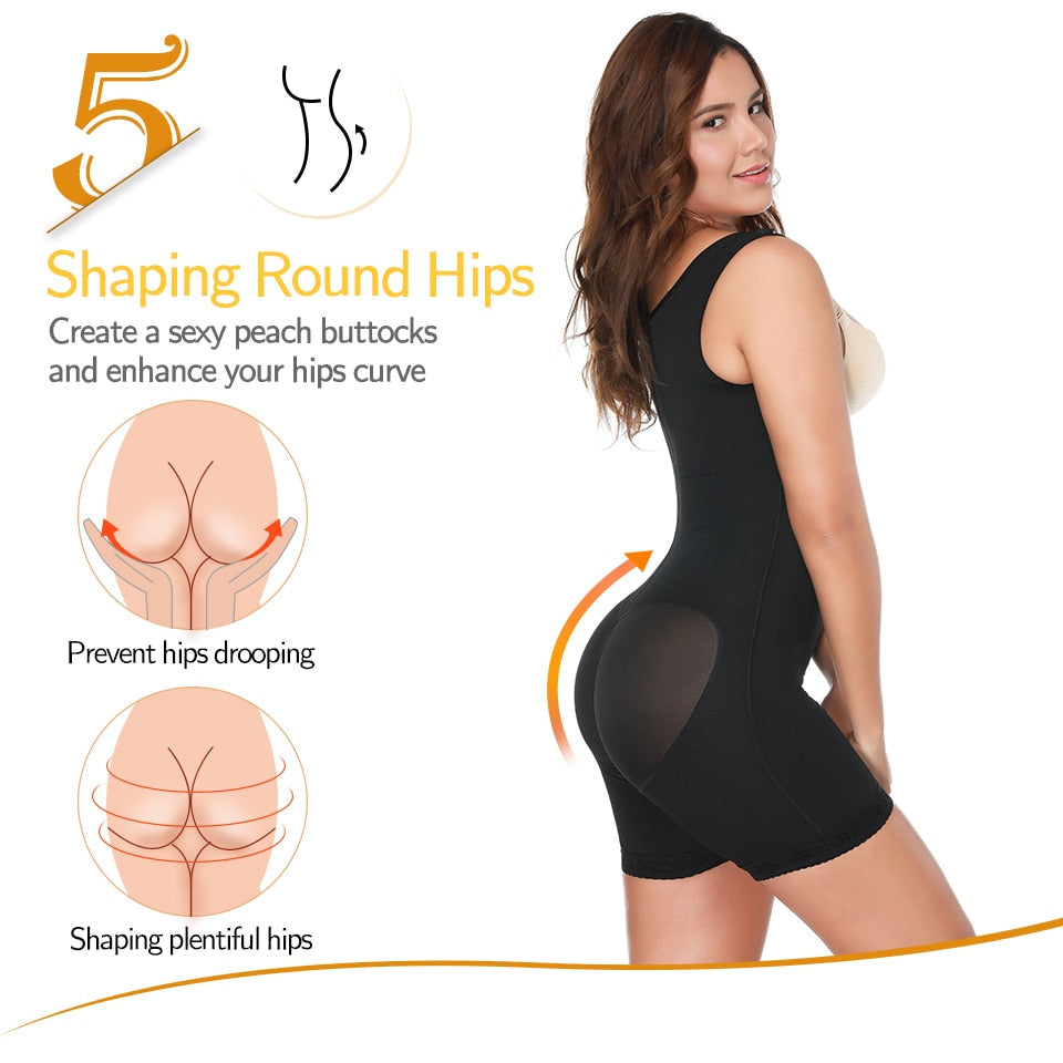 Women Shapewear Tummy Control Bodysuit Fajas Colombianas Full Body Shaper Slimming Underwear Mid Thigh Slimmer Waist Cincher