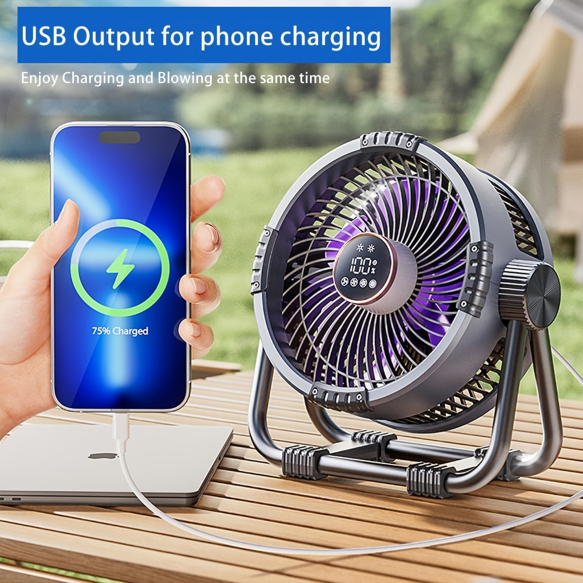 Outdoor Camping Fan USB Rechargeable