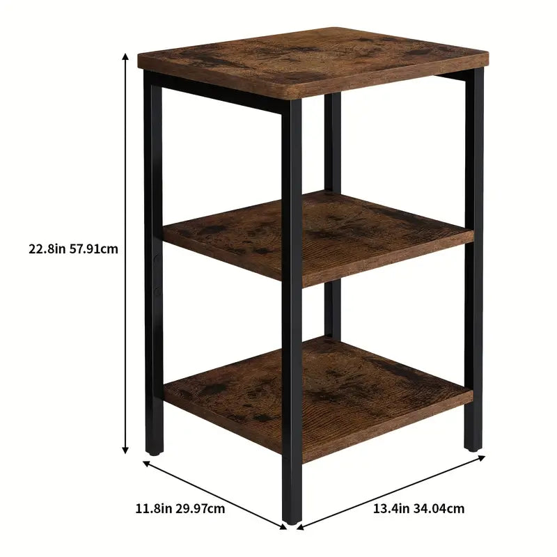 3-tiers Bedside Table - Wood Storage Rack