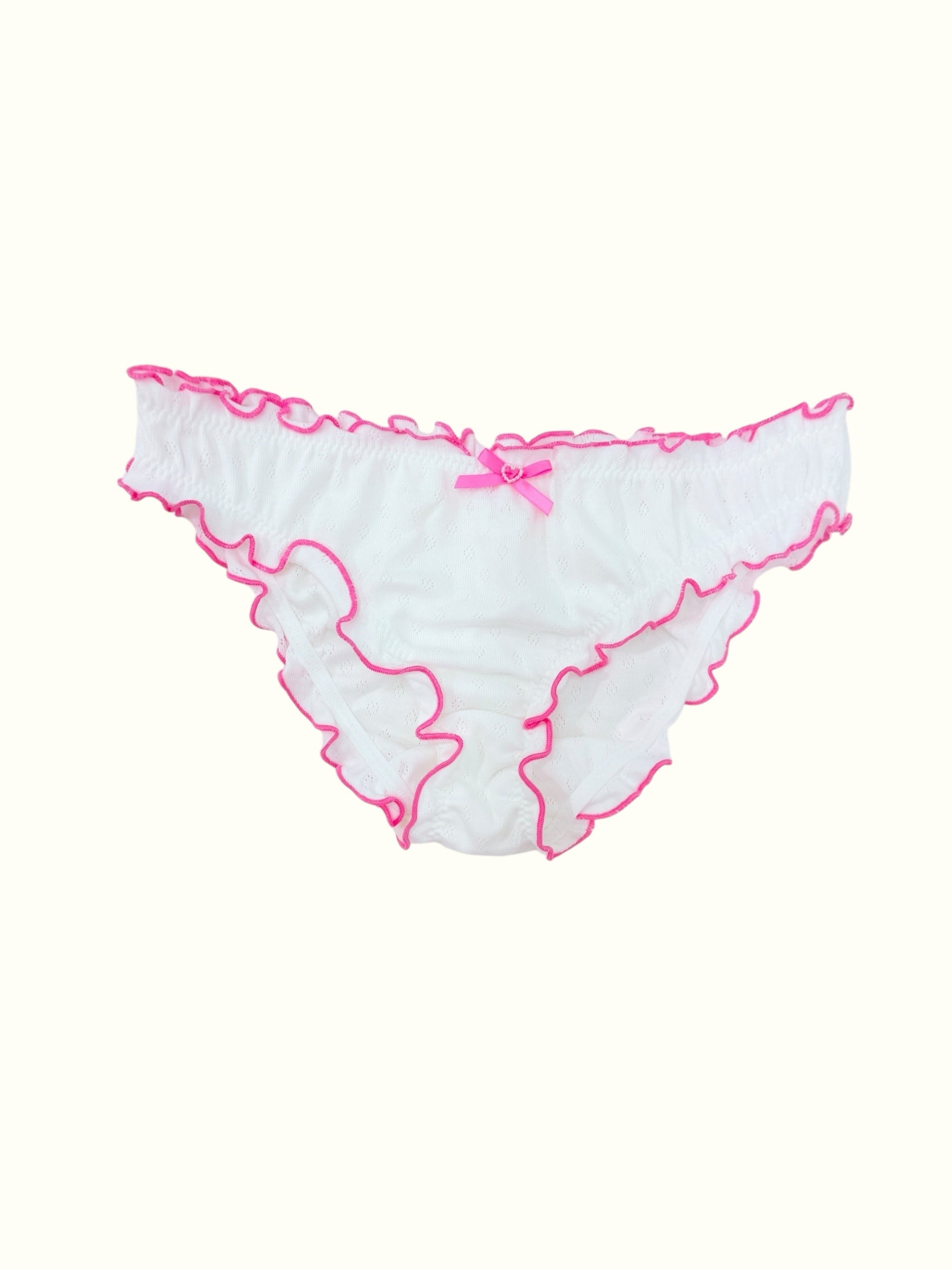 Romantic Cotton Undie with Vintage-Style Ruching and Lettuce Edging Panty-0