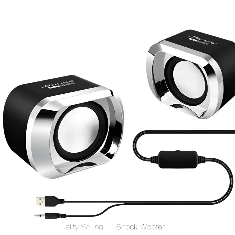 Portable Bass Computer Speakers with Subwoofer (Black)