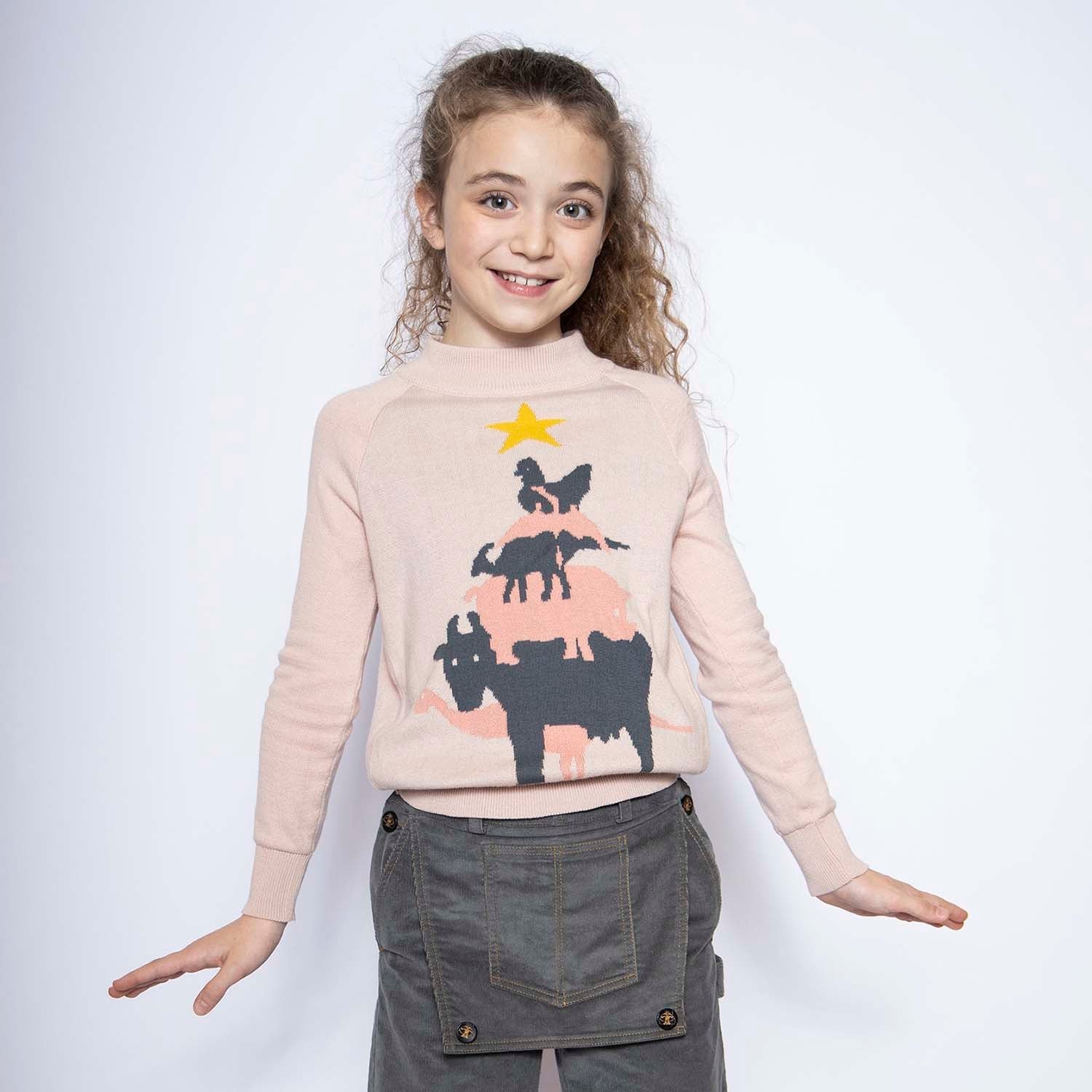 Pink Girls Christmas Sweater