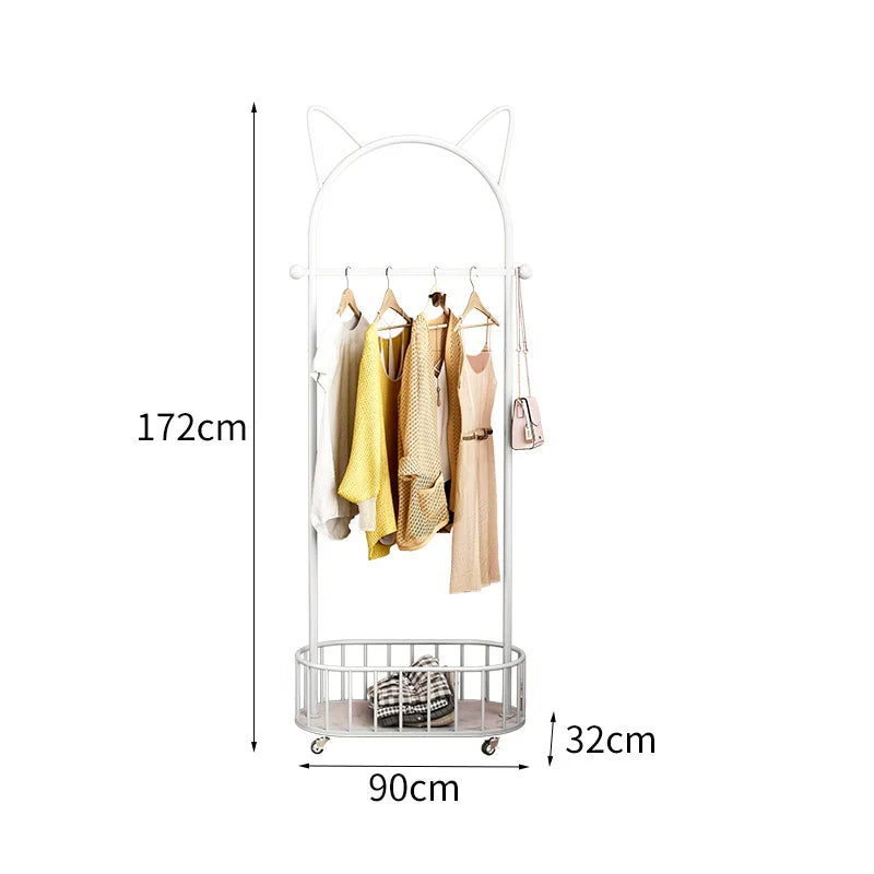 White Cat Ears Nordic Clothes Hanger with Basket