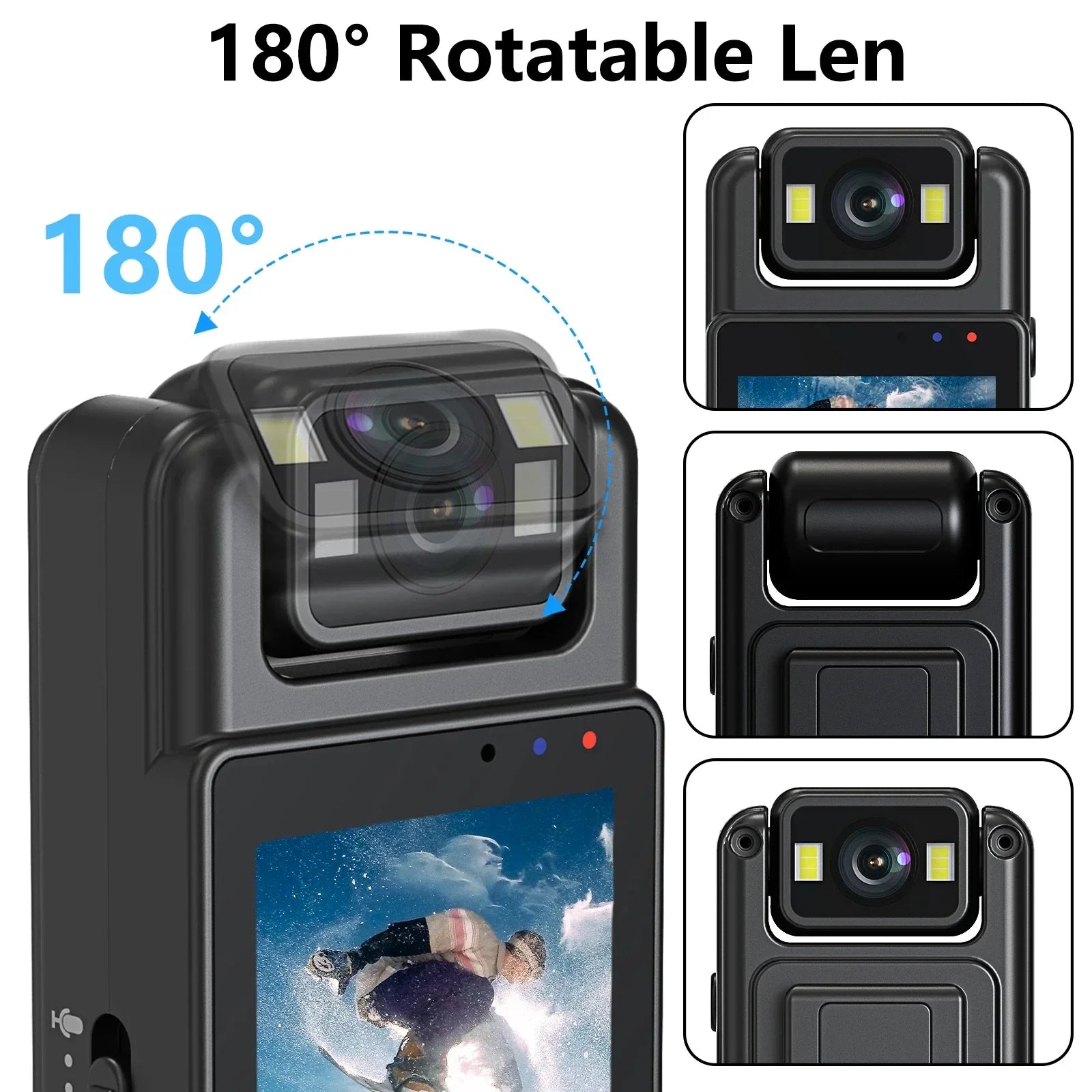 Mini 1080P Body Camera Digital with 64GB Black