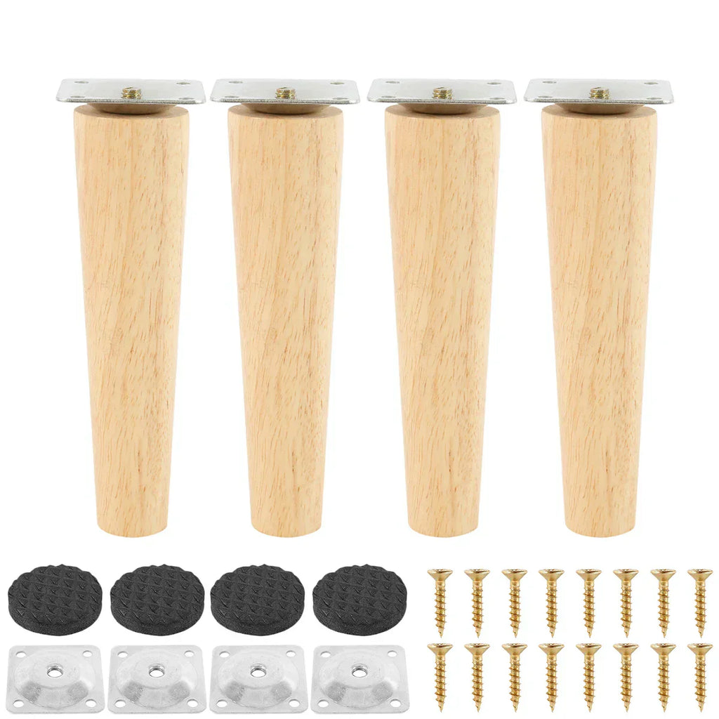 Versatile 4-Piece Wood Legs Set - 20cm Straight