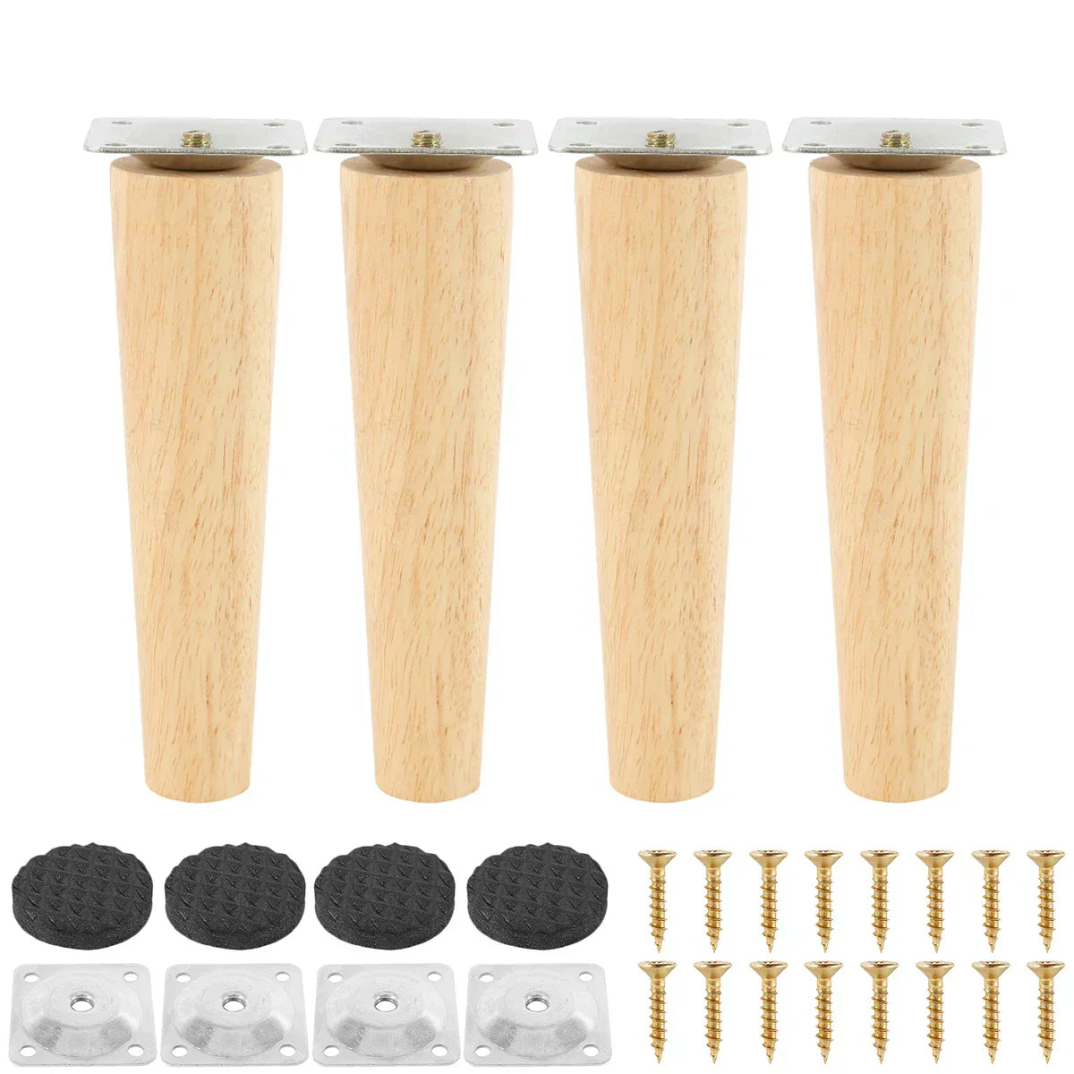 Versatile 4-Piece Wood Legs Set - 20cm Straight