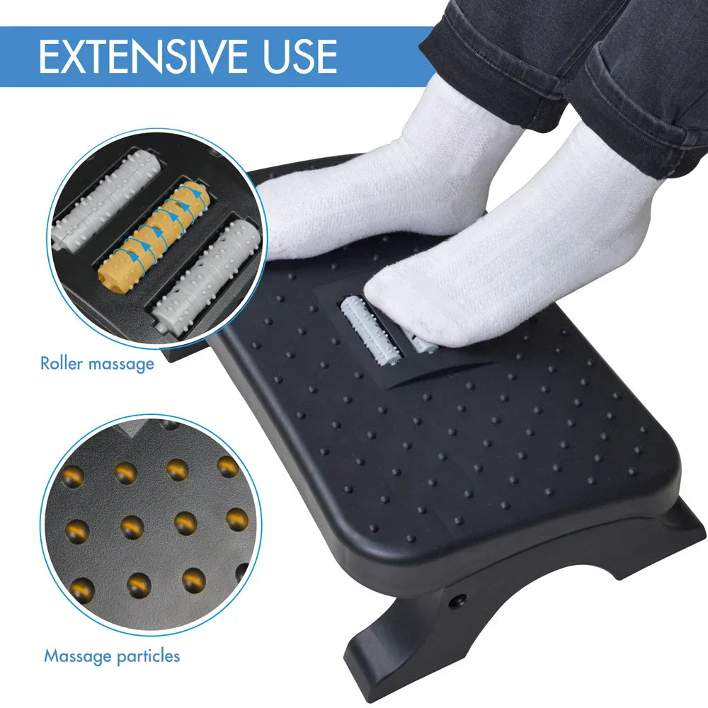 Ergonomic Under Desk Footrest with Massage Rollers