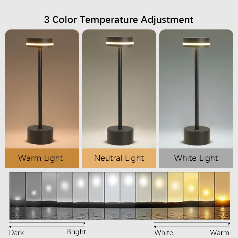 Touch Small Night Light LED Aluminum Material Desk Light Adjustable Brightness Table Lamp for Gift Bedroom Camping Home Decor