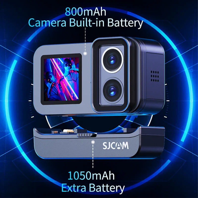4K Dual-Lens Action Camera Power Stick Included Black