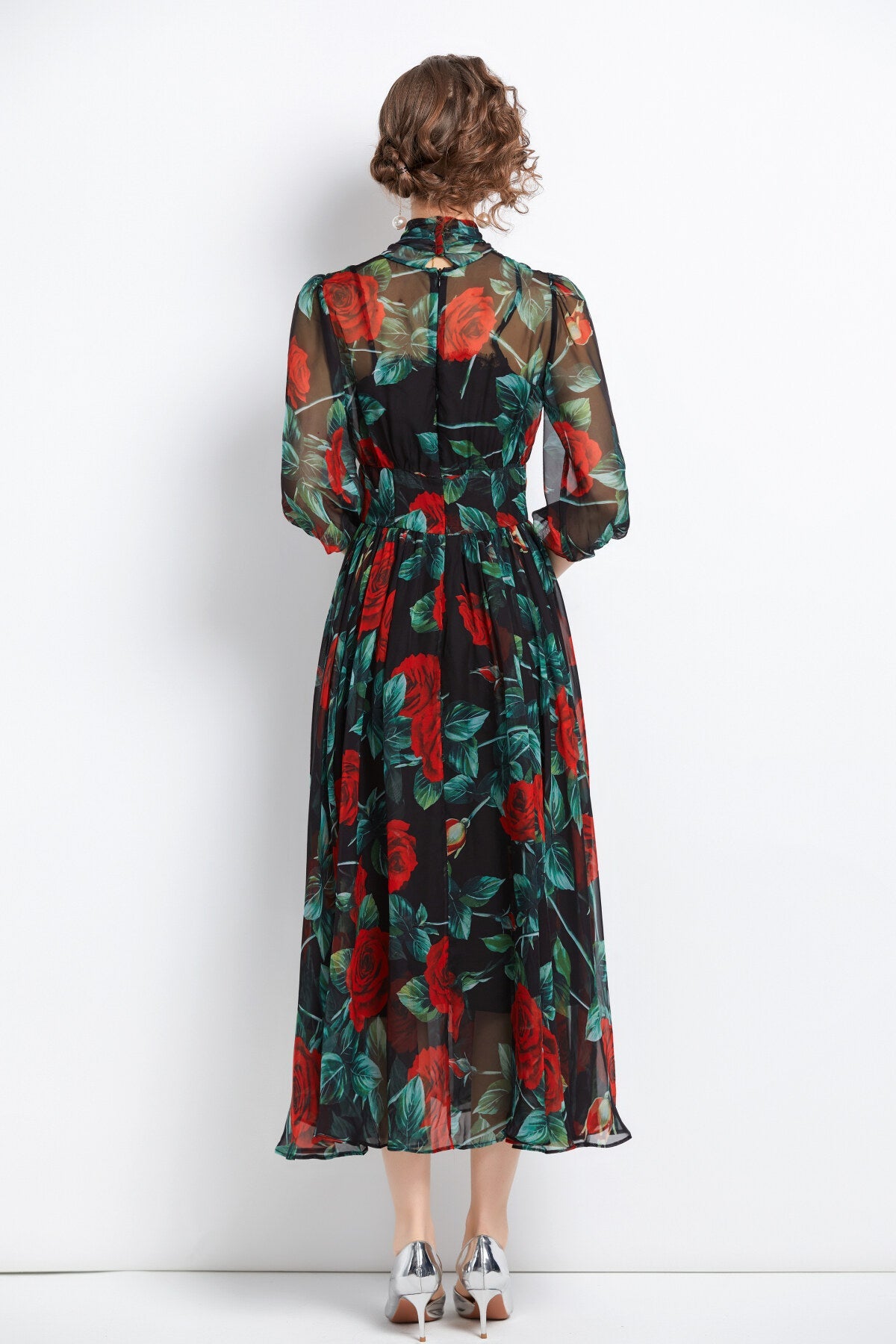 Flowy Floral Chiffon Vacation Dress
