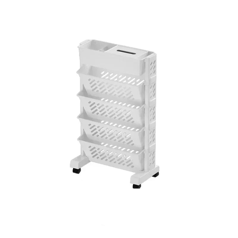 Storage Rack Bookshelf Table with Removable Wheels