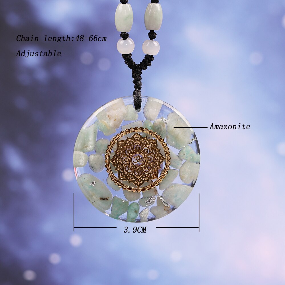 Amazonite Necklace Orgonite Energy Pendant Resin Jewelry Handcraft Pendant Gathering Wealth Brings Good Luck Woman Necklace