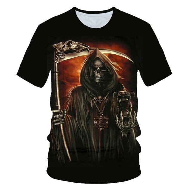 Funny Skull Motorbike 3D T Shirt Summer Hipster Short Sleeve Tee Tops Men/Women Print T-Shirts Casual Homme Short Sleeve Top