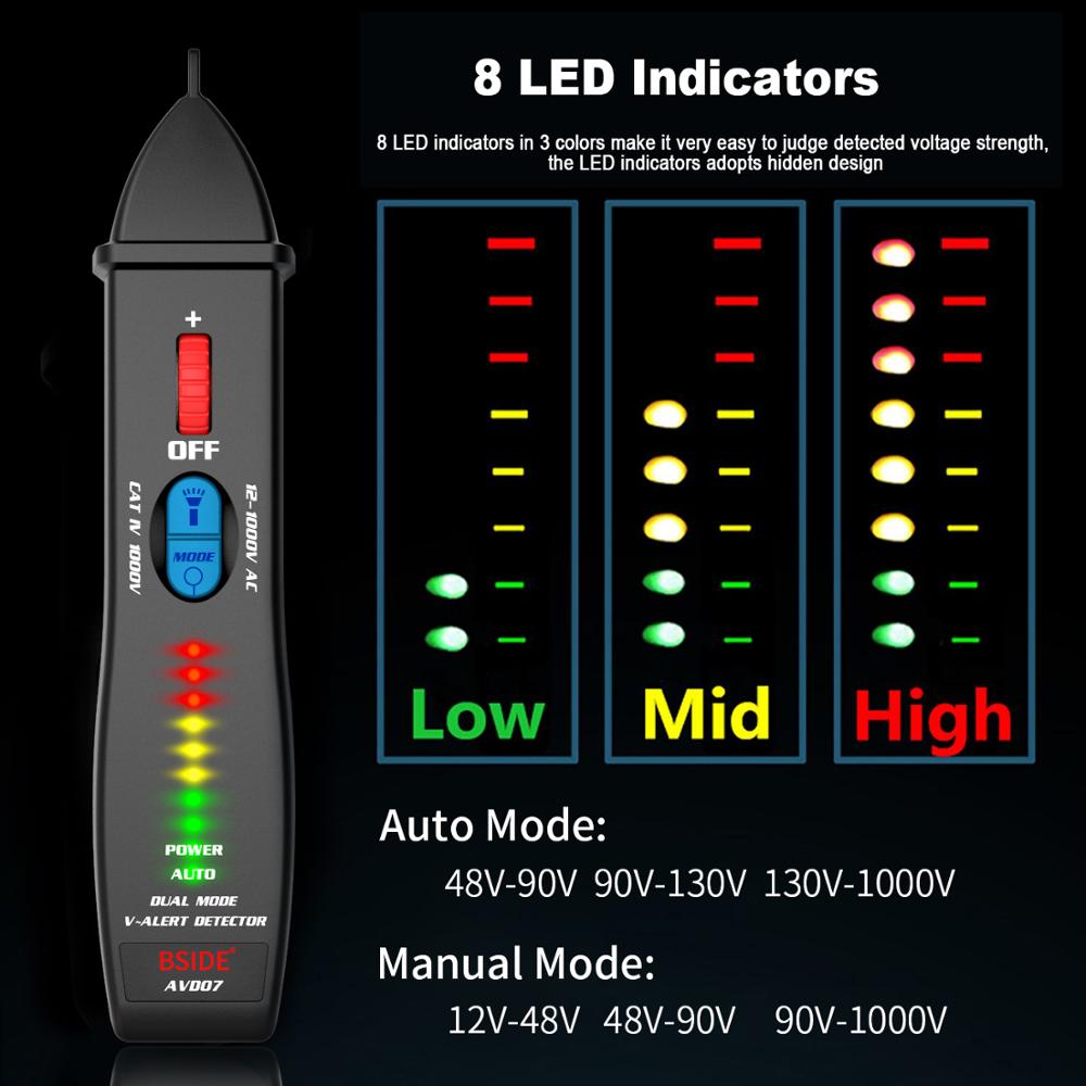 Non-contact Voltage Detector indicator AVD07 Smart Electric Pen Tester Live/Neutral wire distinction Continuity check NCV
