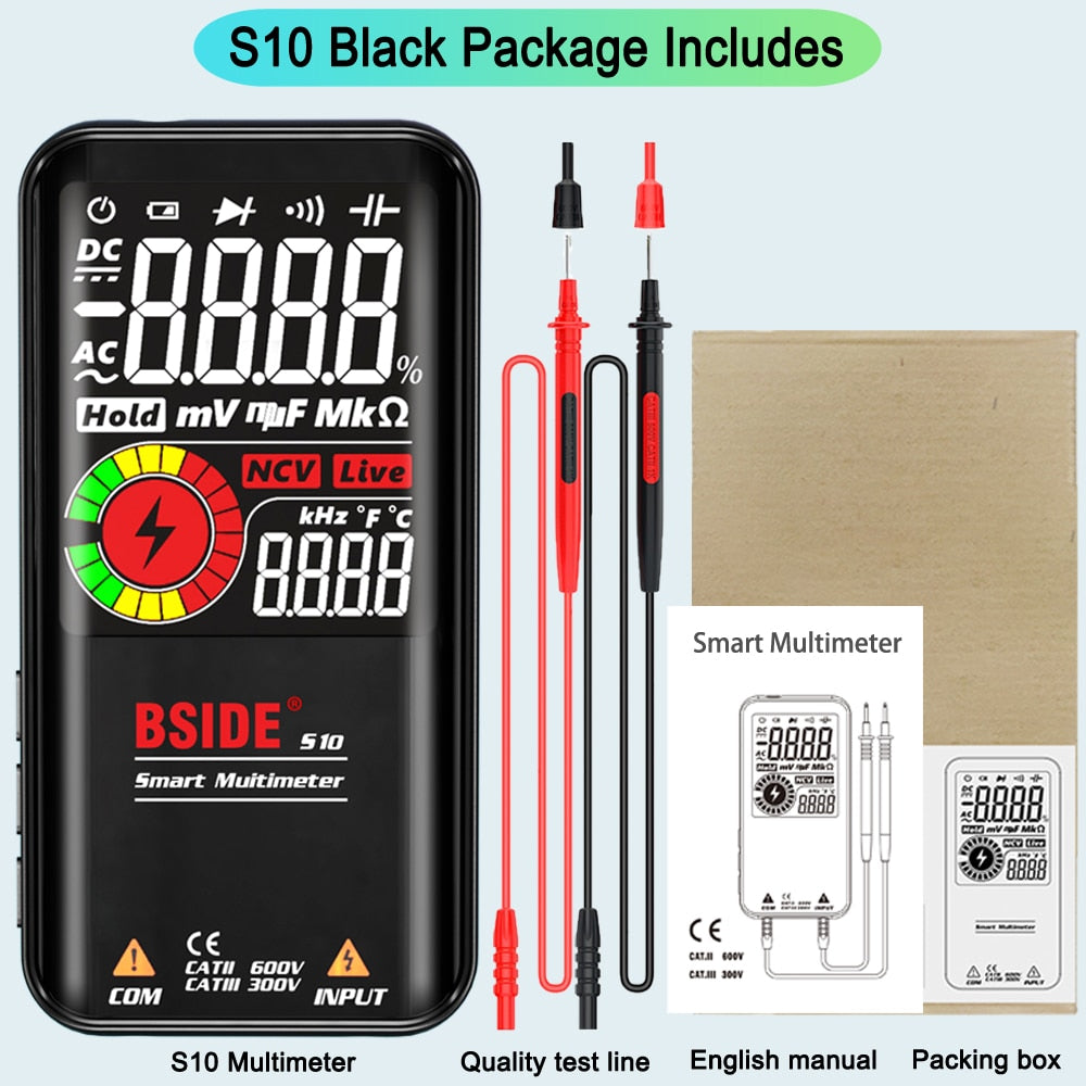 S10/11 Digital Multimeter 9999counts Smart DC AC Voltage Capacitor Ohm Diode NCV Hz Tester DMM with rechargeable battery