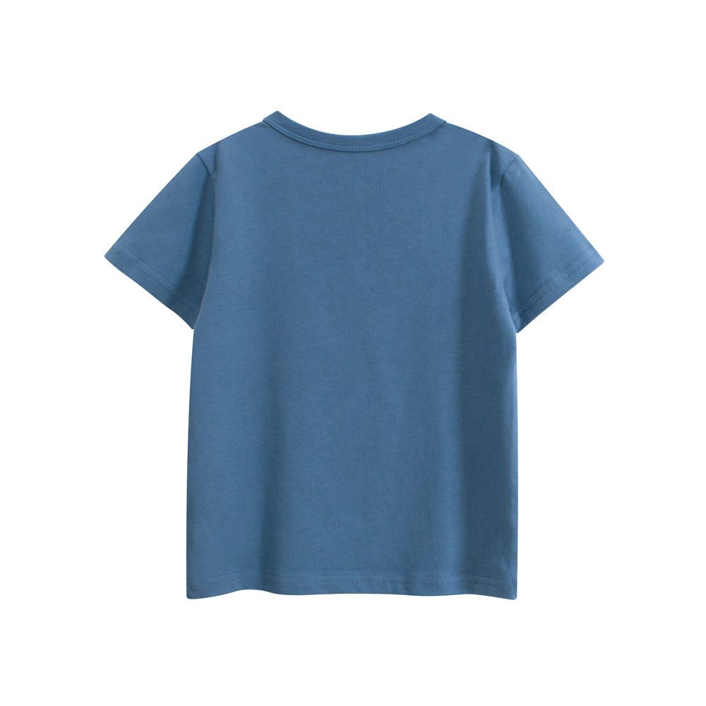 Summer Boys’ Cartoon and Letters Pattern T-shirt in European and American Style