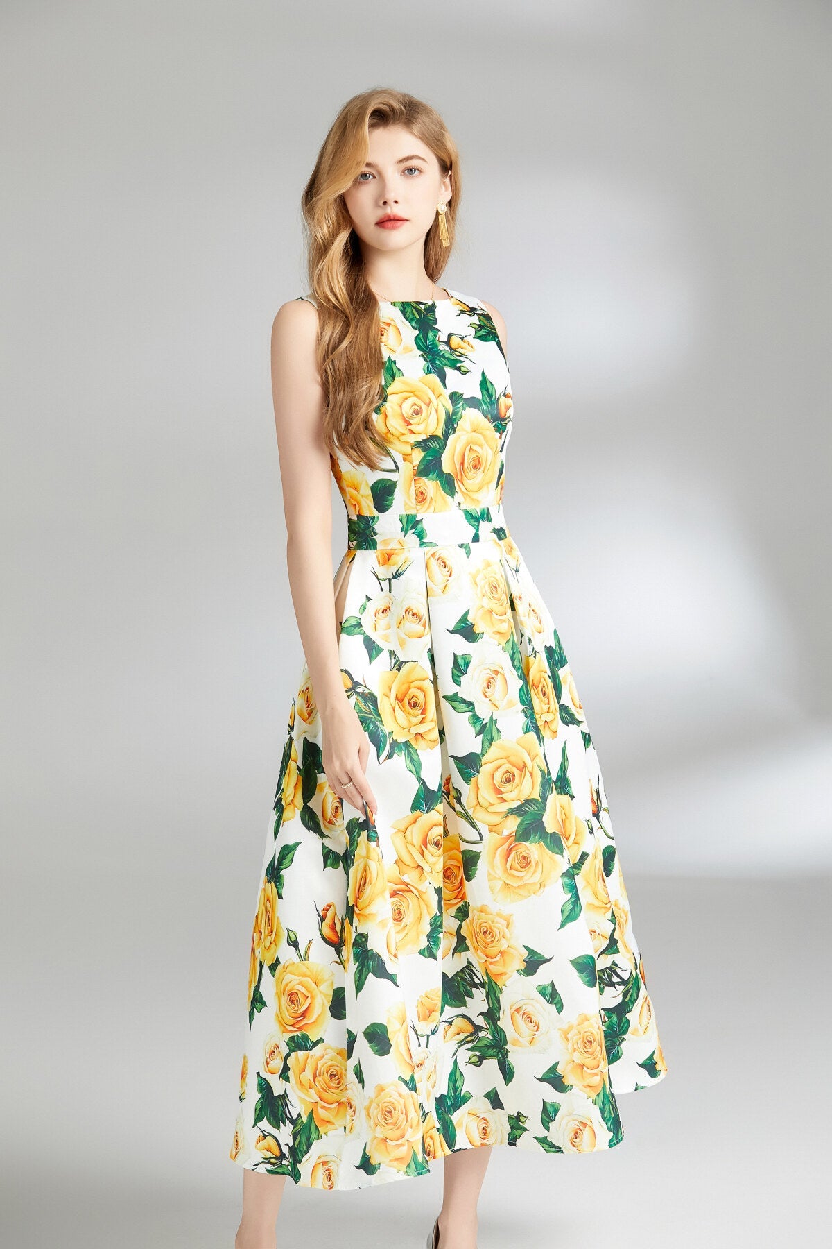 Sunshine Daydream Sleeveless Boat Neck Dress